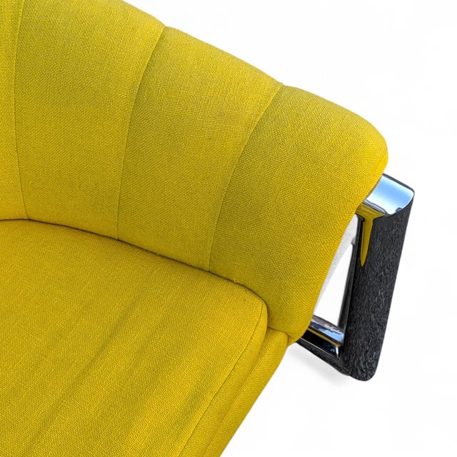 Pair of 1970s Channel-Back Barrel Lounge Chairs, Chrome Cantilever Base For Sale - Image 9 of 14