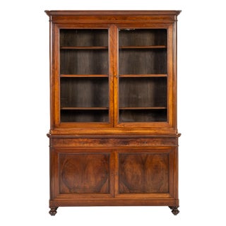 Large Antique Italian Walnut Bookcase, 1800s For Sale