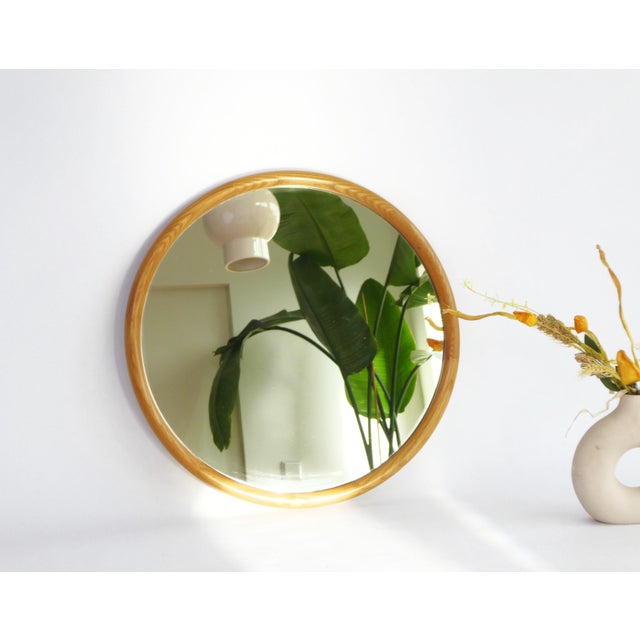 Vintage Dutch Round Wooden Mirror, 1960s For Sale - Image 9 of 9