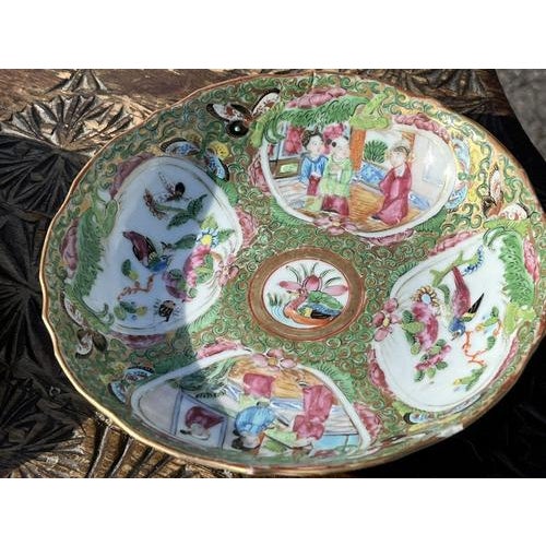 Canton Famille Rose Plates and Bowl, Set of 6 For Sale - Image 6 of 18
