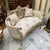 French Rococo-Style Sofa – Pastel Floral Upholstery With Ornate Gold Leaf & Carved Frame For Sale - Image 4 of 6