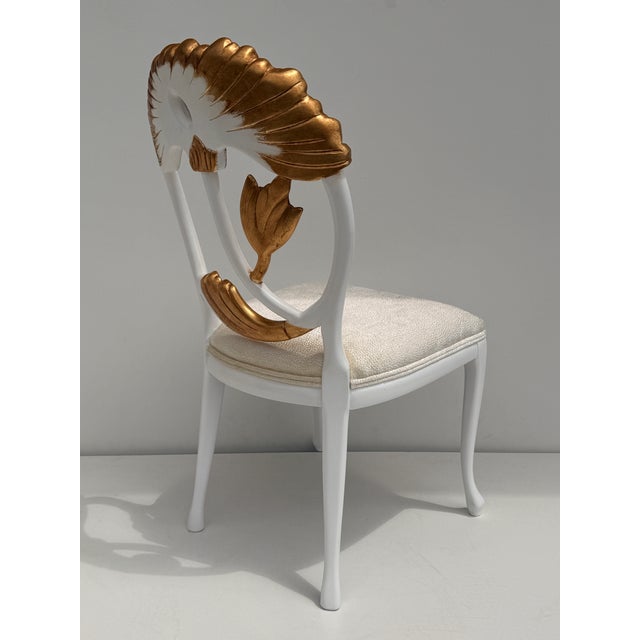 1980s Set of Four Hollywood Regency Carved Lotus Chairs For Sale - Image 10 of 12