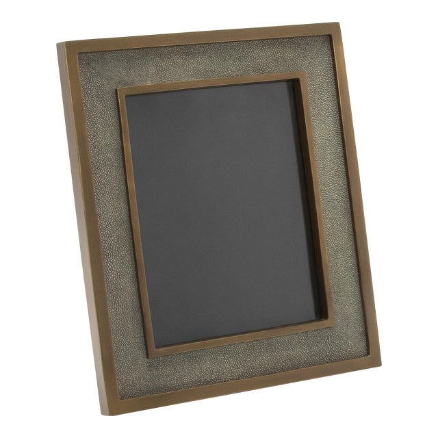 Picture Frame 8x10” in Grey Shagreen With Brass Details by Kifu Paris For Sale