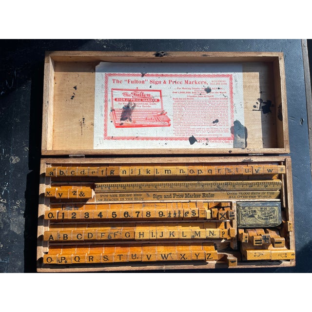 Mid-Century Modern Vintage Wood Rubber Stamping Set in Case Alphabet Upper Lower Numbers For Sale - Image 3 of 12