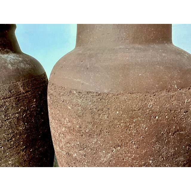 Ceramic Large Handcrafted Amphora-Shaped Terracotta Ceramic Floor Vases, Germany 1950s, Set of 2 For Sale - Image 7 of 18