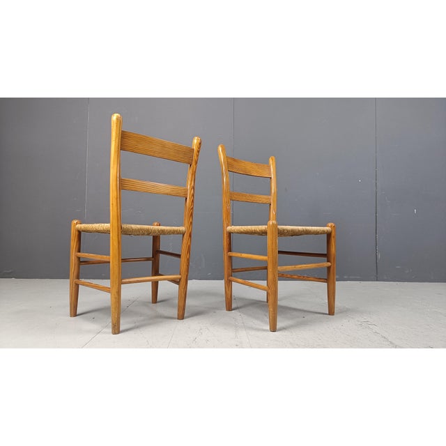 Mid-Century Oak and Wicker Dining Chairs, 1970s, Set of 4 For Sale - Image 11 of 12