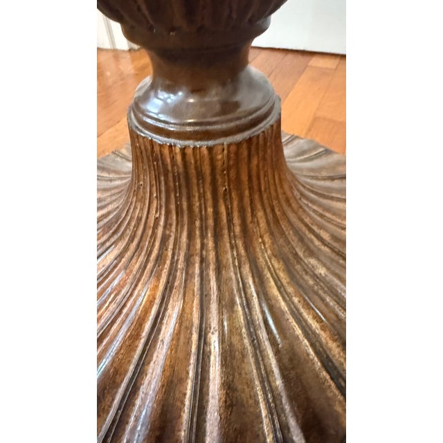 Maitland-Smith Handcrafted Regency Style Pedestal Hall Table With Brass Leaf Feet For Sale - Image 9 of 14