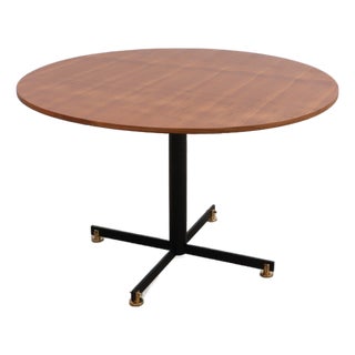 Round Dining Table in Teak & Brass from Vittorio Nobili, 1950s For Sale