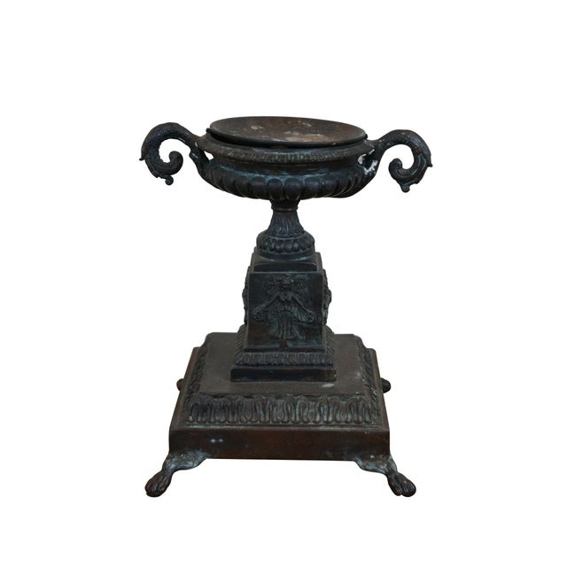 Neoclassical Late 20th Century Maitland-Smith Bronze Neoclassical Footed Trophy Urn Candle Holder Pillar For Sale - Image 3 of 11