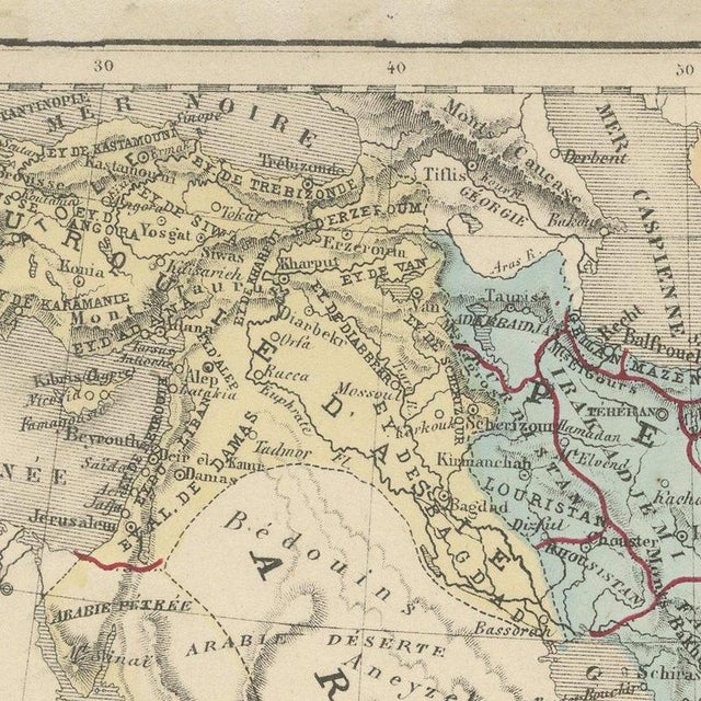 Antique Map of Turkey in Asia, Arabia, and Afghanistan by Hachette, 1860 For Sale - Image 4 of 12