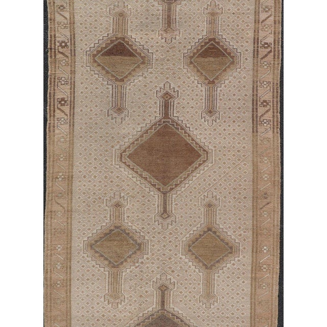 Early 20th Century Vintage Turkish Kars Gallery Runner in Warm Taupe, Sand, and Soft Brown For Sale - Image 5 of 14