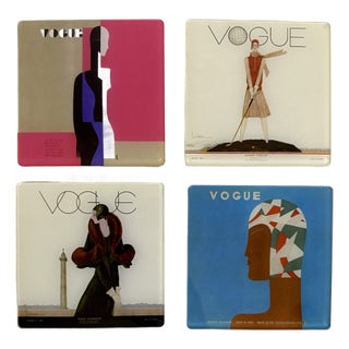 Set of 4 Vogue 1929 Magazine Cover Art Deco Cork-Back Coasters For Sale