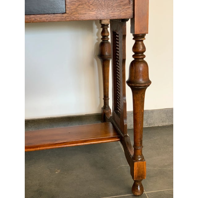 Antique Ebonized Oak Library Table Desk With Drawer For Sale - Image 4 of 8