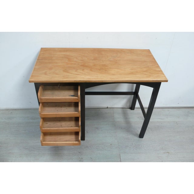 1930s Small Antique German Typewriter Desk with Roll-Up Door, 1930s For Sale - Image 5 of 9