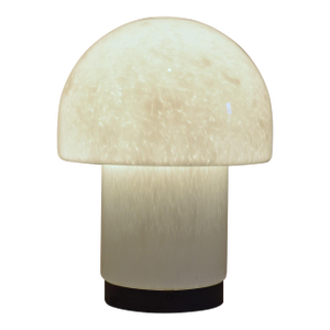 Vintage 1970s Mid-Century Modern Glashutte Limburg White Glass Mushroom Table Lamp Model A743