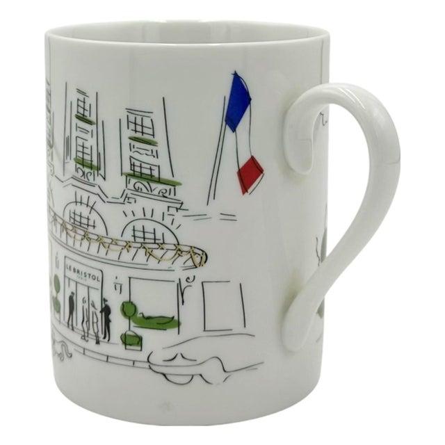 White Vintage Hotel Bristol Paris Porcelain Coffee Mug Cup For Sale - Image 8 of 12