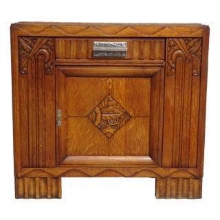 Art Deco Sideboard in Oak and Marble, 1930s For Sale