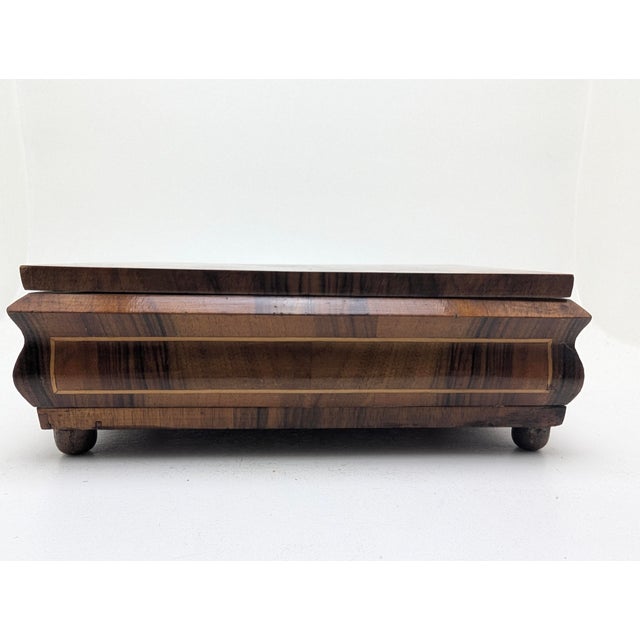 Biedermeier Wooden Jewelry Box in Walnut with Inlays, 1850 For Sale - Image 6 of 12