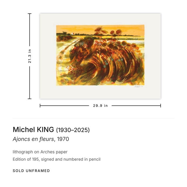 Post Impressionist 1970 Michel King Ajoncs en Fleurs Signed Lithograph For Sale - Image 3 of 3