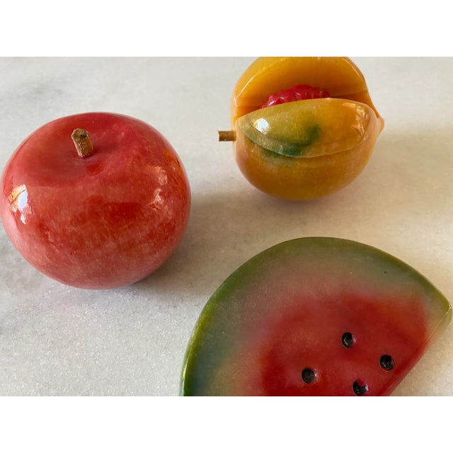 Mid-Century Modern Vintage Italian Alabaster Fruit - Set of 3 For Sale - Image 3 of 8