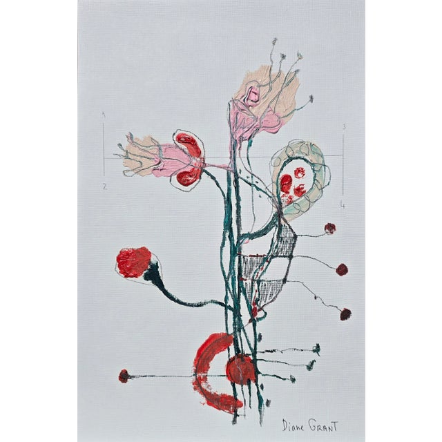 Organic Modern Minimalist Flower Study. Oil and pencil on high quality 'Hahnemuhle' Canvas Grain Fine Art paper. Original...