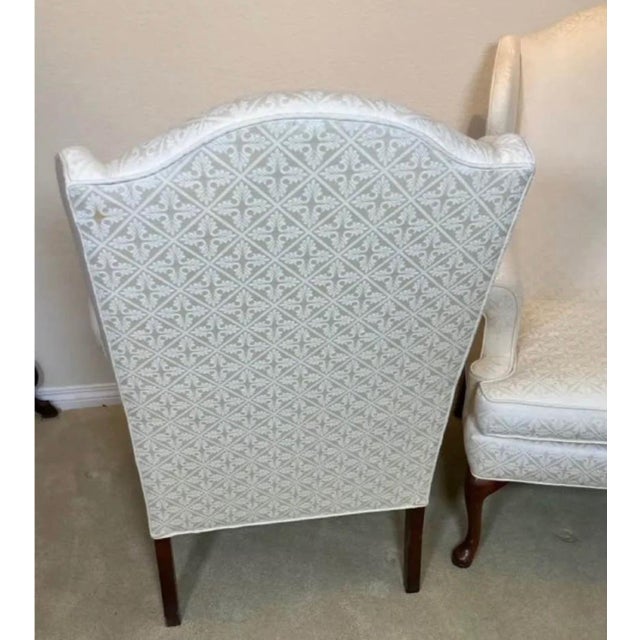 Queen Anne Vintage Pair of Queen Anne Style Wingback Chairs For Sale - Image 3 of 10