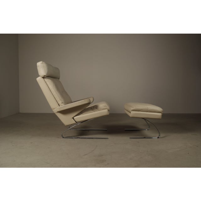 Set of Leather Swing Lounge Chair with Ottoman by Reinhold Adolf for Cor Germany, 1970s For Sale - Image 9 of 16