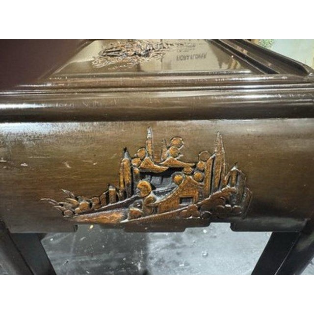 Asian Vintage Engraved Nesting Tables Oriental Rose Wood Beautiful For Sale - Image 3 of 14