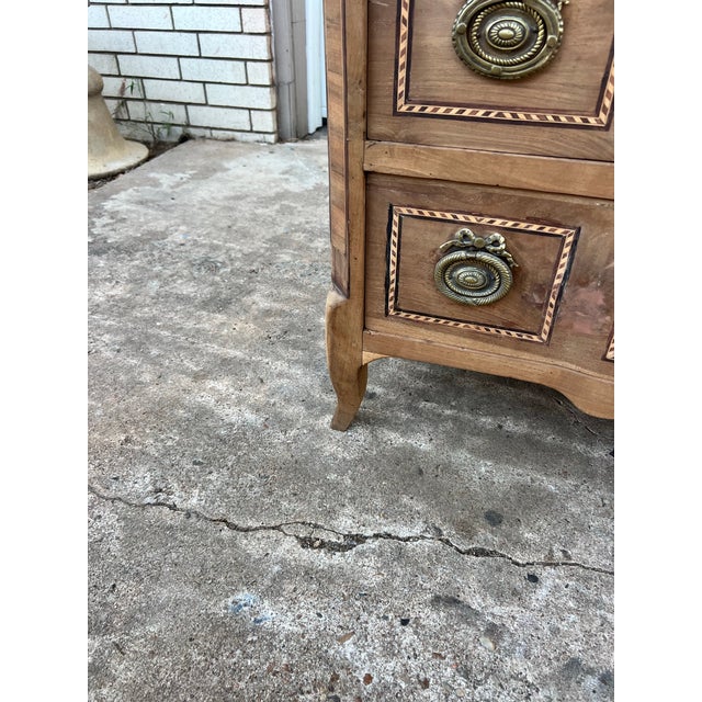 French French 19th Century Louis XVI Bleached Walnut Marble Top Commode For Sale - Image 3 of 12