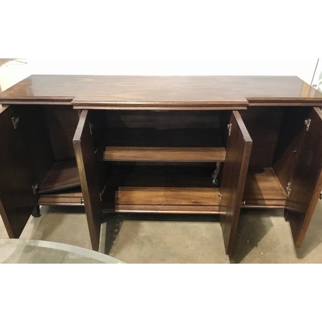 Wood Currey & Co. Modern Mirror and Walnut Finished Four Drawer Console Table For Sale - Image 7 of 8