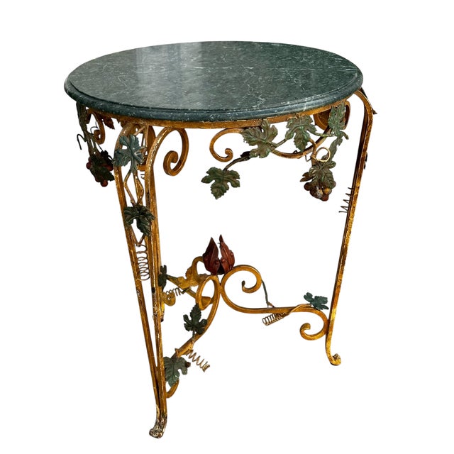 Charles Pollock for William Switzer Iron & Marble Italian Side Table.