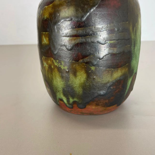 Brown XXL German Ceramic Studio Pottery Vase from Gerhard Liebenthron, 1960s For Sale - Image 8 of 18