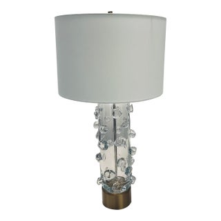 Modern Handblown Clear Glass Nodules Table Lamp For Sale