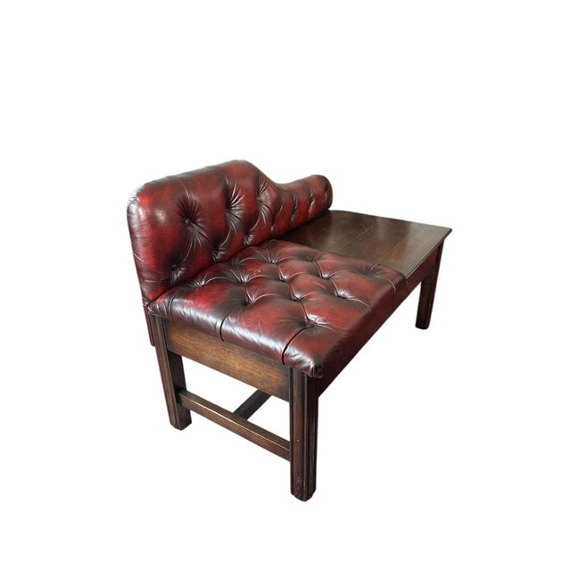 Chesterfield Telephone Bench in Leather For Sale - Image 3 of 5