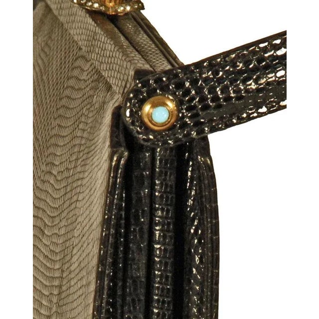 1960s Vintage Koret Black Evening Lizard Purse For Sale - Image 5 of 12