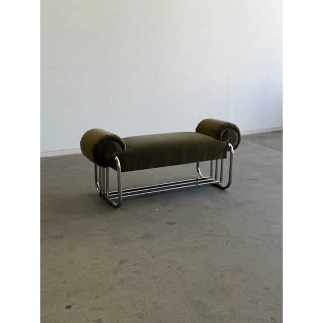 1990s Chrome Tubular Bauhaus Bench For Sale - Image 4 of 18