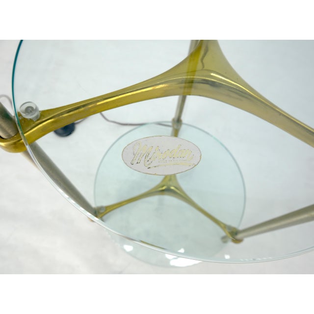 Round 2 Tier Glass Top End Side Table w/ integrated Floor Lamp Mid Century MINT For Sale - Image 13 of 15