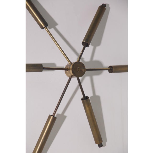 Gold Italian Brass Ceiling Light with Six Rays, 1950 For Sale - Image 8 of 12