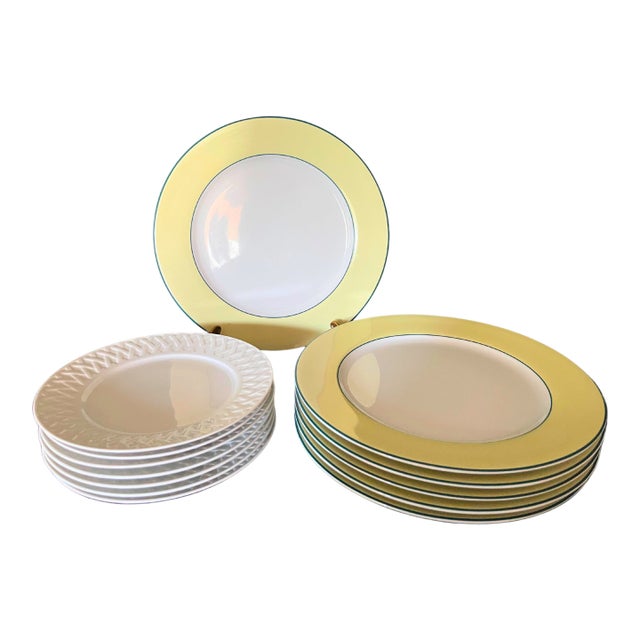 1990s Limoges Porcelain Plates Set of 12 From the Louisiane & Sophie D’e Collection by Philippe Deshoulieres For Sale