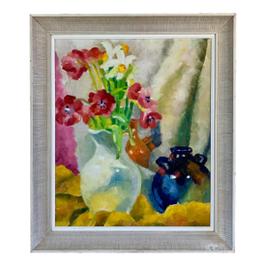 Still Life With "Flowers" Oil Painting by Lee, 1960s
