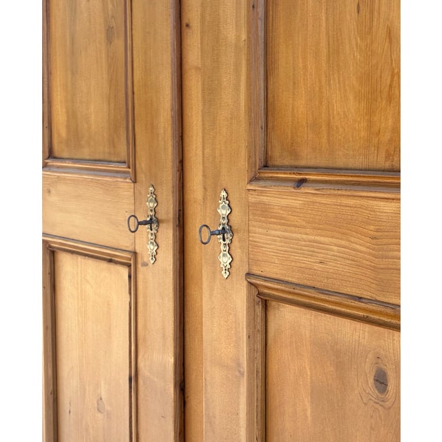 Wood Pine Two Door Eight Panel Knock-Down Armoire For Sale - Image 7 of 18