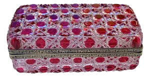 Antique Bohemian Ruby Red Crystal Cut to Clear Box
