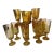Vintage Mid-Century Amber Glass Water Pitcher & Tall Stemmed Goblets Rare 13-Piece Set For Sale