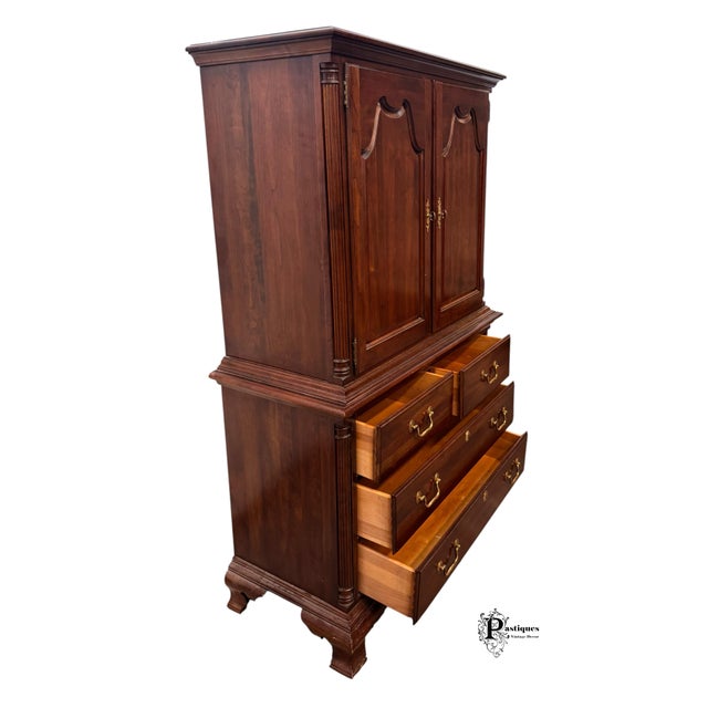 Vintage Jamestown Sterling Chippendale Style Mahogany Armoire For Sale - Image 9 of 12
