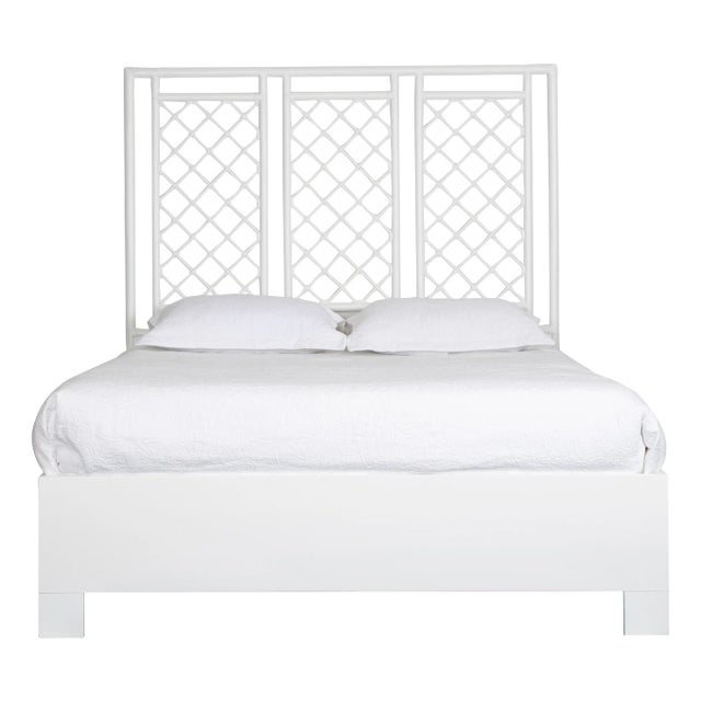 X & Diamond Platform Bed Queen, White For Sale