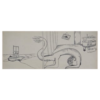 Jean-Claude Silbermann, Sneaky Signs, The Sea Monster, Original Ink Drawing For Sale