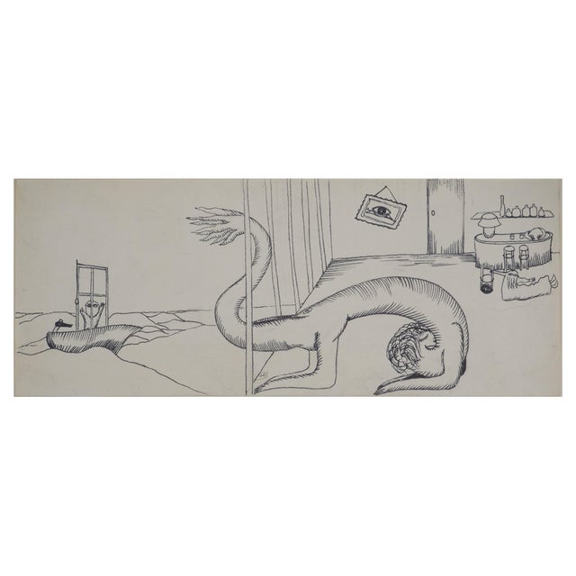 Jean-Claude Silbermann, Sneaky Signs, The Sea Monster, Original Ink Drawing For Sale