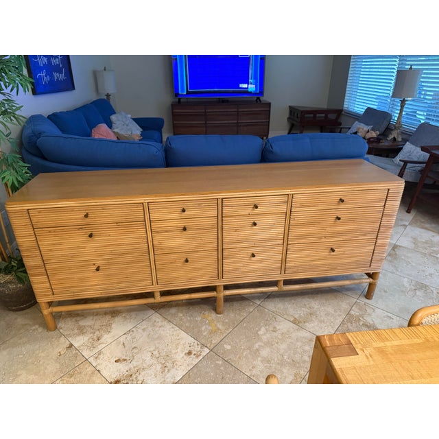 Stunning Vintage Pencil Rattan 12-Drawer Dresser Sideboard For Sale In Naples, FL - Image 6 of 7