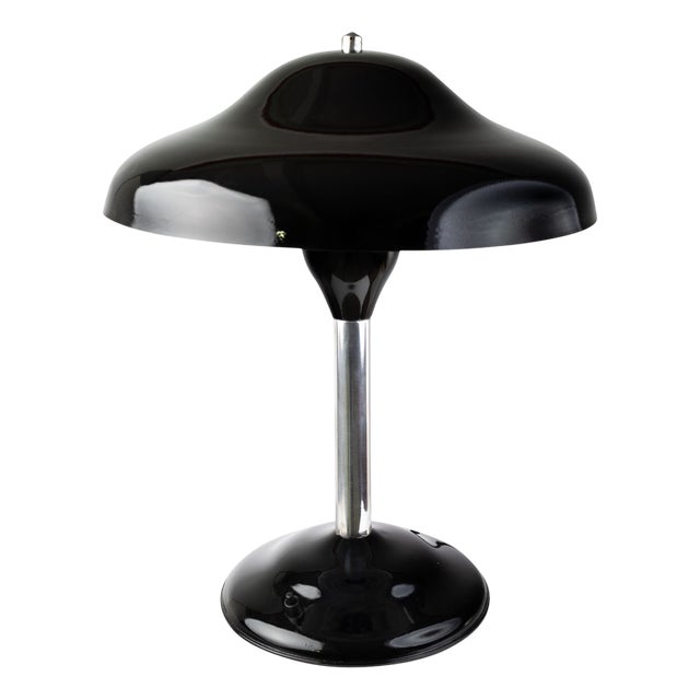 Art Deco Black Table Lamp, 1940s For Sale