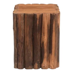 Vintage Teak Wood Posts Repurposed Rustic 14” Square End Table